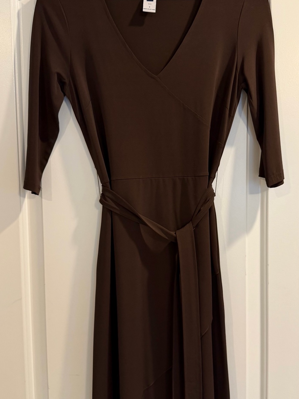 GAP Chocolate Brown V-Neck Wrap Midi Dress